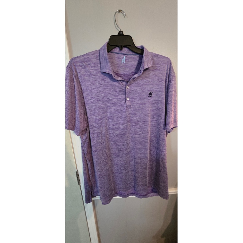 Johnnie-O Detroit Tigers MLB Polo Shirt Mens XXL Purple Heathered Performance